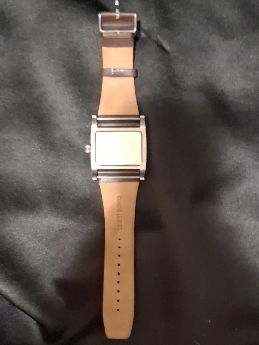 Manoel Bernardes Rectangular Watch - 48 Garnets - Reddish Brown Leather Strap